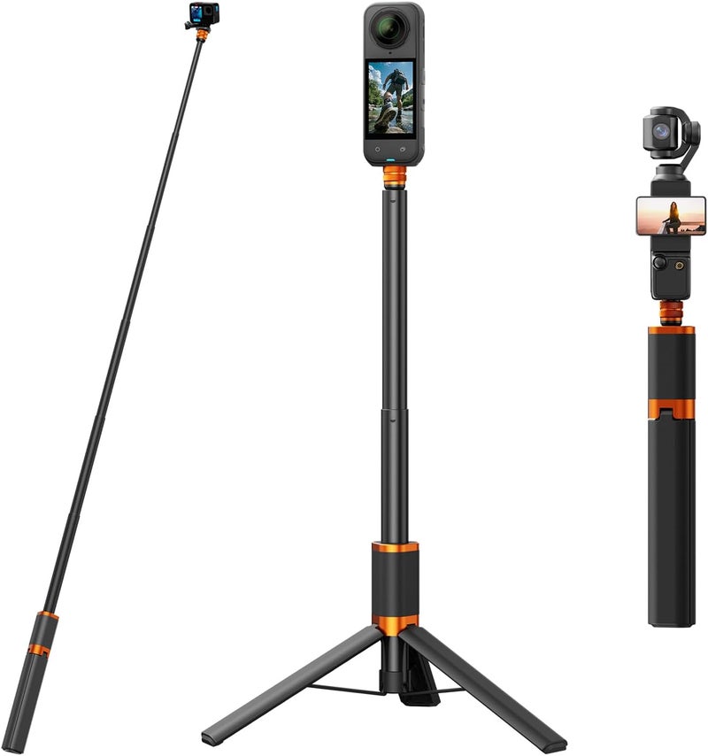 Vimose 2 in 1 Action Camera Invisible Selfie Stick Tripod for Insta360 X5/X4/X3-48" Extension Pole Selfie Stick Handle Grip Adjustable Waterproof for GoPro Hero 13/12/11 DJI OSMO 360 Pocket - Image 1